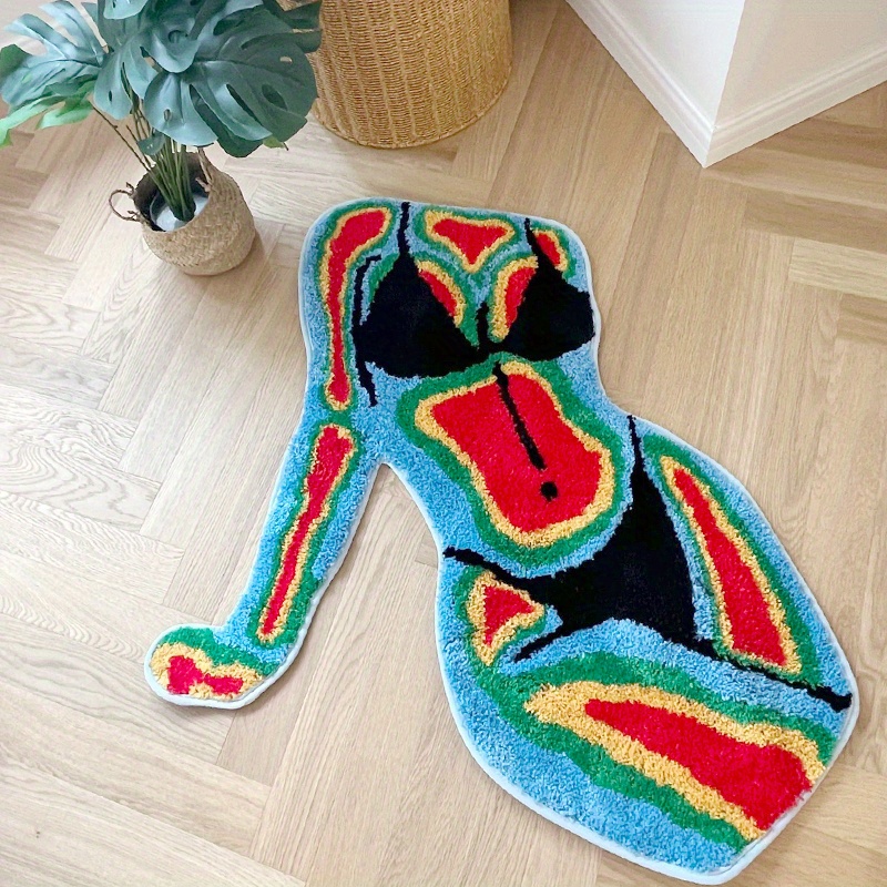 Retro Gaming Rug - Irregular Body Shape Flocked Floor Mat,