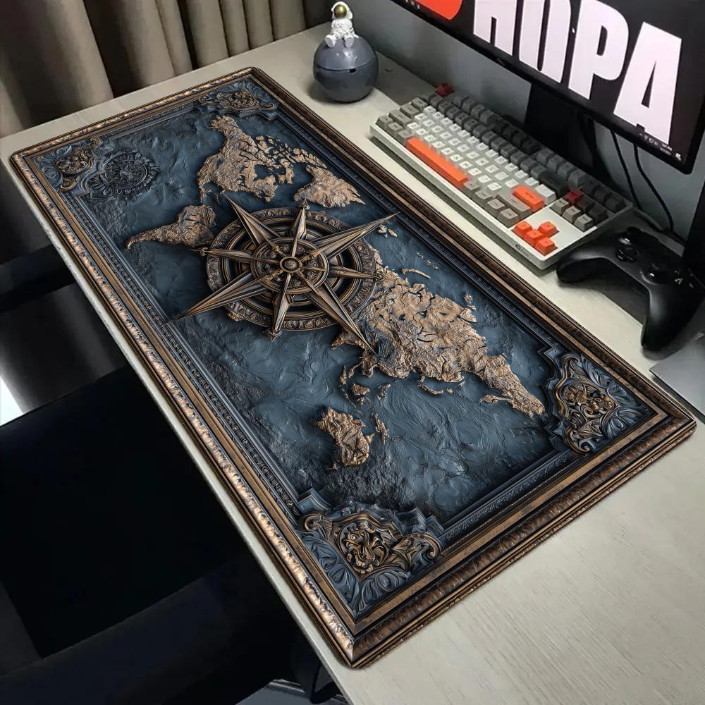 Retro Gaming Rug - Retro compass and map Mouse Pad