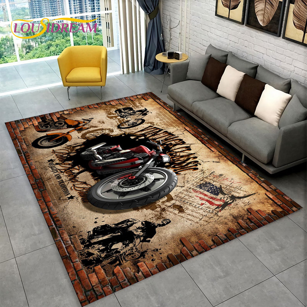 3D Retro Vintage Motorcycle Ar - огляд і ціна Retro Gaming Rug