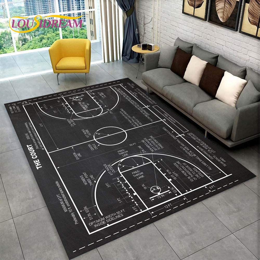 3D Basketball Cour Cartoon Are - огляд і ціна Retro Gaming Rug